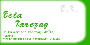 bela karczag business card